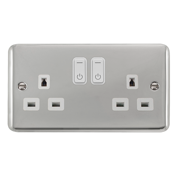 Click Smart+  Polished Chrome 13A 2G Zigbee Smart Switched Socket DPCH30536WH
