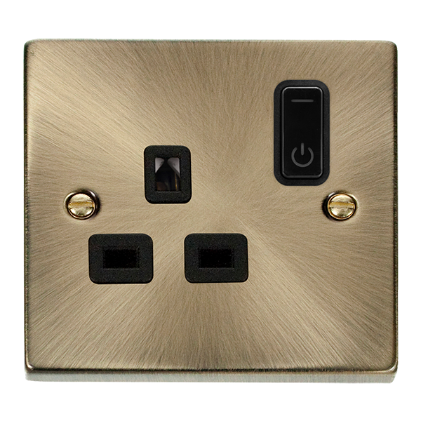 Click Smart+ Antique Brass 13A 1G Zigbee Smart Switched Socket VPAB30535BK
