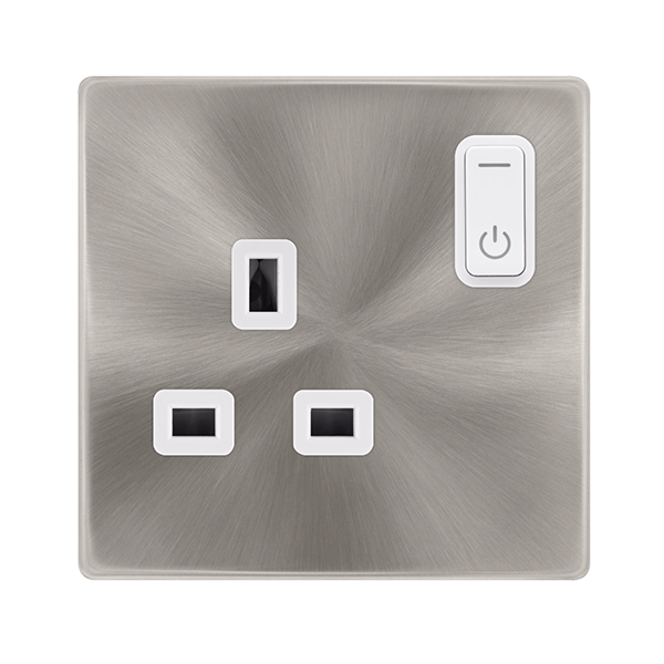 Click Smart+ Brushed Stainless 13A 1G Zigbee Smart Switched Socket SFBS30035PW