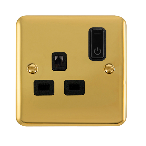 Click Smart+ Polished Brass 13A 1G Zigbee Smart Switched Socket DPBR30535BK