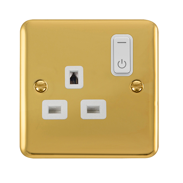 Click Smart+ Polished Brass 13A 1G Zigbee Smart Switched Socket DPBR30535WH