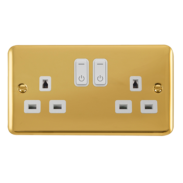Click Smart+ Polished Brass 13A 2G Zigbee Smart Switched Socket DPBR30536WH