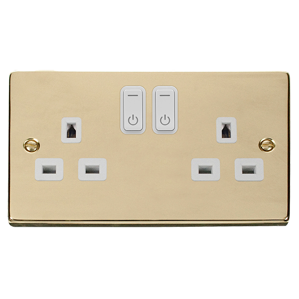 Click Smart+ Polished Brass 13A 2G Zigbee Smart Switched Socket VPBR30536WH