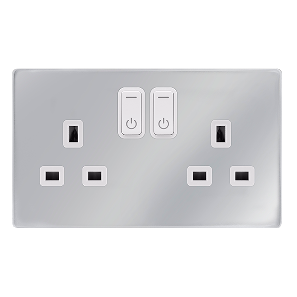 Click Smart+ Polished Chrome 13A 2G Zigbee Smart Switched Socket SFCH30036PW