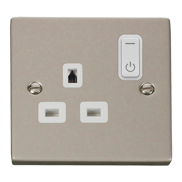 Click Smart+ Pearl Nickel 13A 1G Zigbee Smart Switched Socket VPPN30535WH