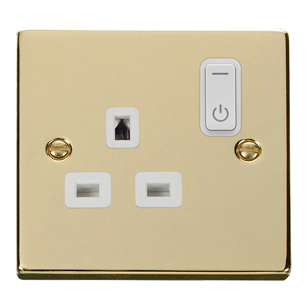 Click Smart+ Polished Brass 13A 1G Zigbee Smart Switched Socket VPBR30535WH