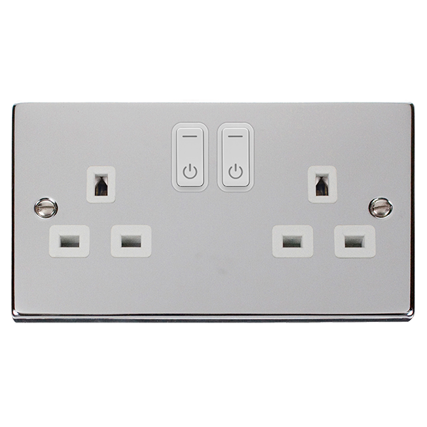 Click Smart+ Polished Chrome 13A 2G Zigbee Smart Switched Socket VPCH30536WH