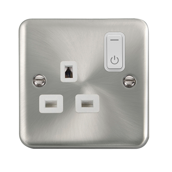 Click Smart+ Satin Chrome 13A 1G Zigbee Smart Switched Socket DPSC30535WH