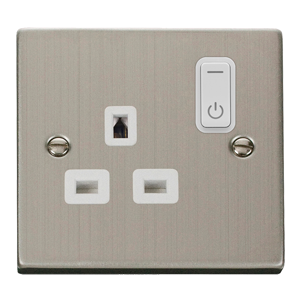 Click Smart+ Stainless Steel 13A 1 Gang Zigbee Smart Switched Socket VPSS30535WH