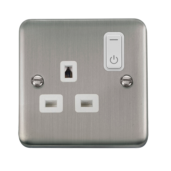 Click Smart+ Stainless Steel 13A 1G Zigbee Smart Switched Socket DPSS30535WH