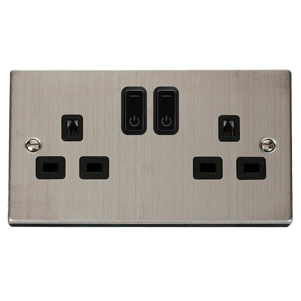 Click Smart+ Stainless Steel 13A 2 Gang Zigbee Smart Switched Socket VPSS30536BK