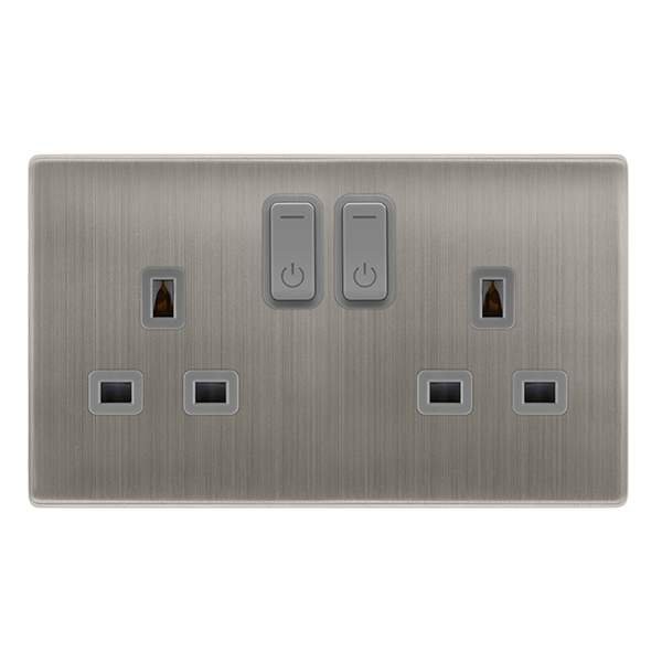 Click Smart+ Stainless Steel 13A 2G Zigbee Smart Switched Socket SFSS30036GY