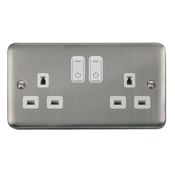 Click Smart+ Stainless Steel 13A 2G Zigbee Smart Switched Socket DPSS30536WH