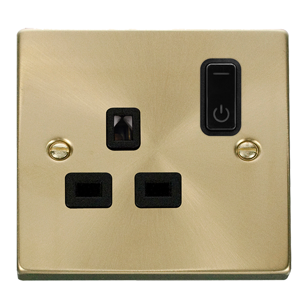 Click Smart+ Satin Brass 13A 1G Zigbee Smart Switched Socket VPSB30535BK