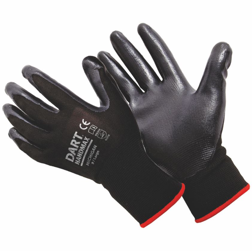 DART Handmax Black Nitrile Glove Size L (9) MICHIGAN-L