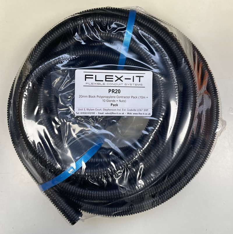 Flex-It 20mm Black Polypropylene IP40 Flexible Contractor Pack