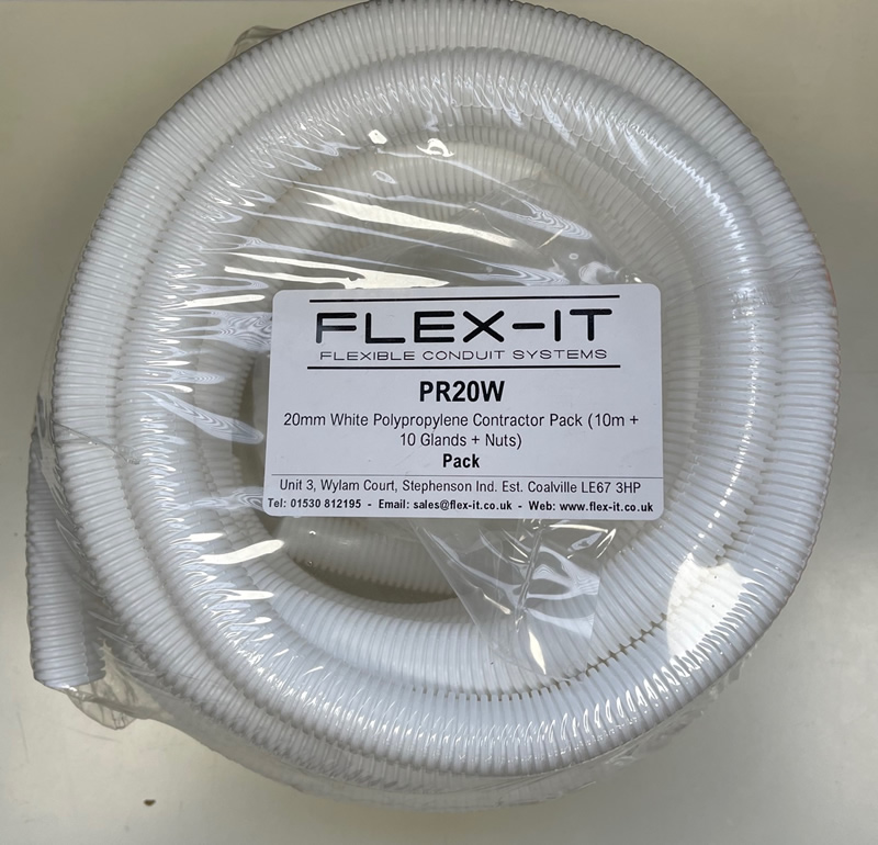 Flex-It 20mm White Polypropylene IP40 Flexible Contractor Pack