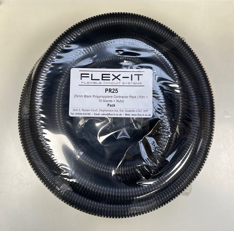 Flex-It 25mm Black Polypropylene lIP40 Flexible Contractor Pack