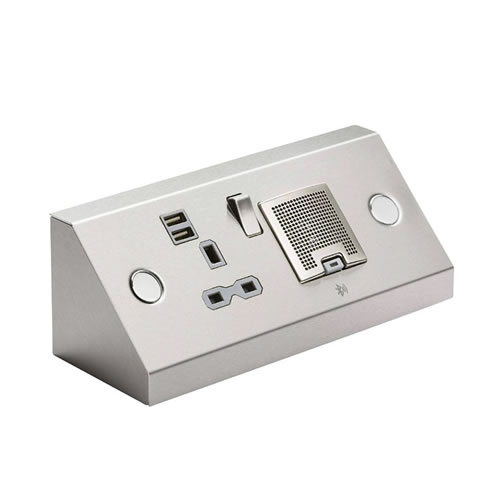 Knightsbridge 13A 1G Mounting Socket With Dual USB and Bluetooth Speaker SKR0014