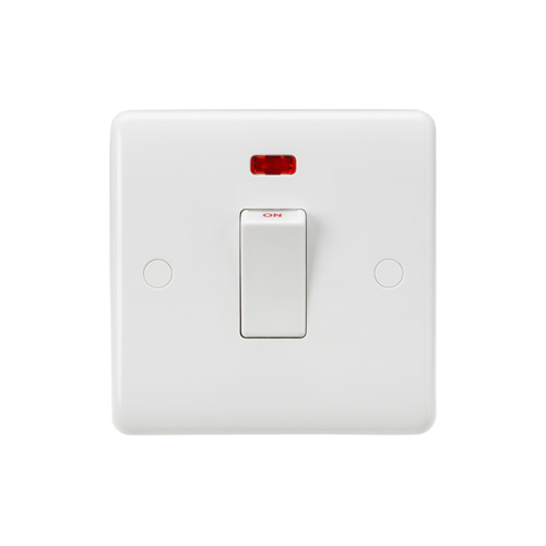 Knightsbridge 45A 1 Gang Double Pole Switch with Neon CU8331NW