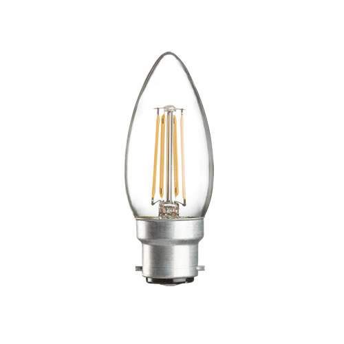 Knightsbridge 4W LED 2700K Dimmable BC Clear Candle Filament Lamp CLD4ABCC