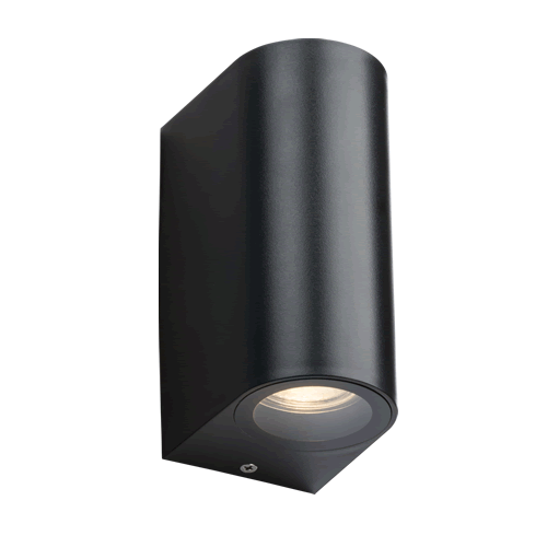 Knightsbridge Alana IP65 Black GU10 Up/Down Wall light ALC2BK
