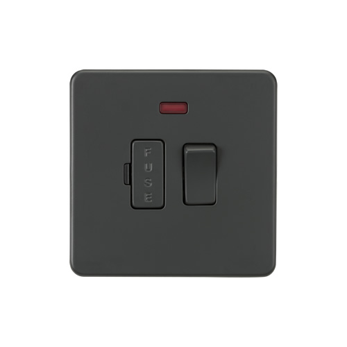 Knightsbridge Screwless Flat Plate Anthracite 13A Switched Fused Spur with Neon SF6300NAT