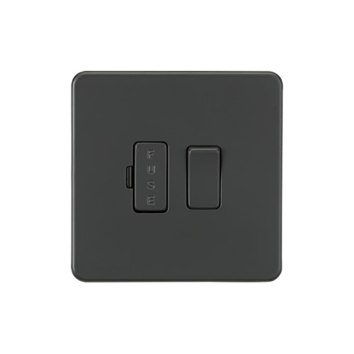 Knightsbridge Screwless Flat Plate Anthracite 13A Switched Fused Spur SF6300AT