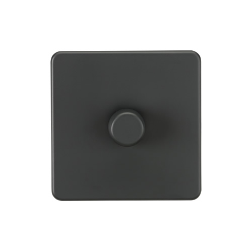 Knightsbridge Screwless Flat Plate Anthracite 1 Gang 2 Way 10-200W (5-150W LED) Intelligent Dimmer SF2191AT