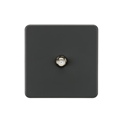 Knightsbridge Screwless Flat Plate Anthracite 1 Gang Non-Isolated SAT TV Outlet SF0150AT