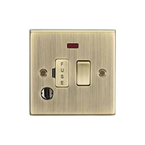 Knightsbridge Antique Brass 13A Switched Fused Spur with Neon & Flex Outlet CS63FAB