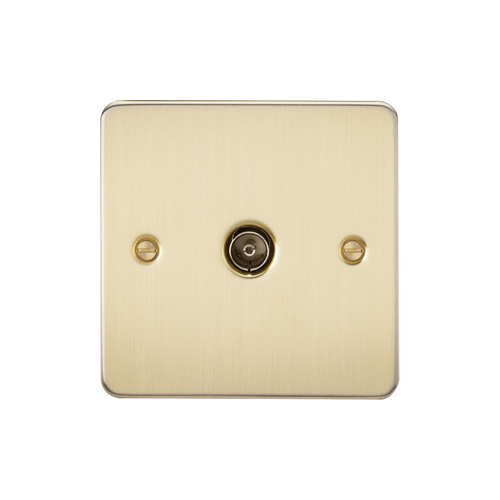 Knightsbridge Brushed Brass 1 Gang Non-Isolated TV Outlet FP0100BB