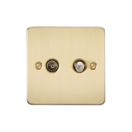Knightsbridge Brushed Brass 1 Gang Isolated TV and SAT TV Outlet FP0140BB