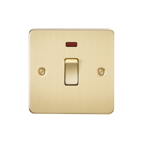 Knightsbridge Brushed Brass 20A 1 Gang Double Pole Switch with Neon FP8341NBB