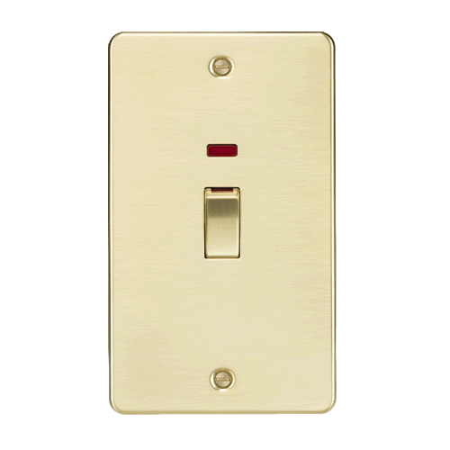 Knightsbridge Brushed Brass 45A 2 Gang Double Pole Switch with Neon FP82MNBB 