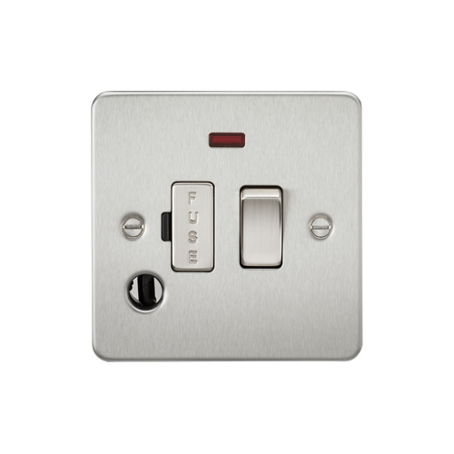 Knightsbridge Brushed Chrome 13A Switched Fused Spur with Neon & Flex Outlet FP6300FBC
