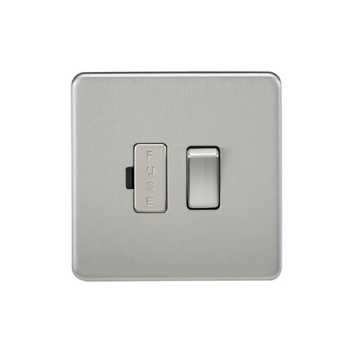 Knightsbridge Screwless Flat Plate Brushed Chrome 13A Switched Fused Spur SF6300BC