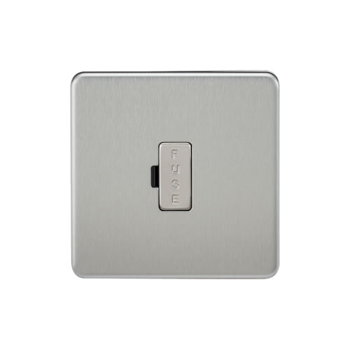 Knightsbridge Screwless Flat Plate Brushed Chrome 13A Unswitched Fused Spur SF6000BC