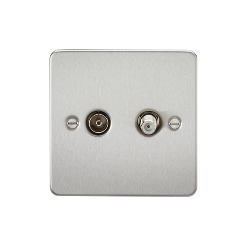 Knightsbridge Brushed Chrome 1 Gang Isolated TV and SAT TV Outlet FP0140BC