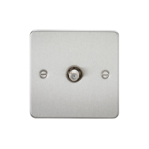 Knightsbridge Brushed Chrome 1 Gang Non-Isolated SAT TV Outlet FP0150BC