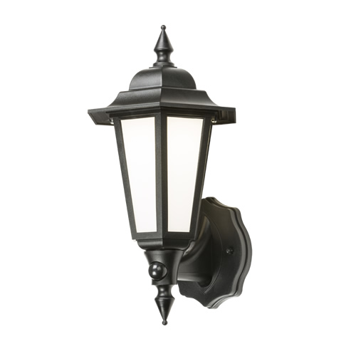 Knightsbridge Black 230V IP54 8W LED Wall Lantern with Daylight Sensor LANT1BKP