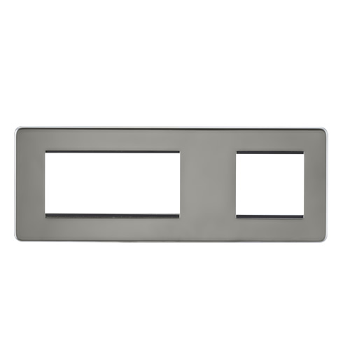 Knightsbridge Screwless Flat Plate Black Nickel 6 Gang Modular Face Plate (2G + 4G) SF6GBN