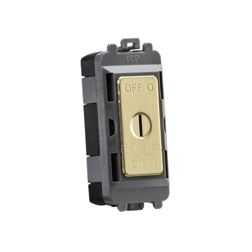 Knightsbridge Brushed Brass 10A Fan Isolator Key Switch Module GDM021BB