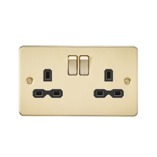 Knightsbridge Brushed Brass 13A Double Switched Socket FPR9000BB