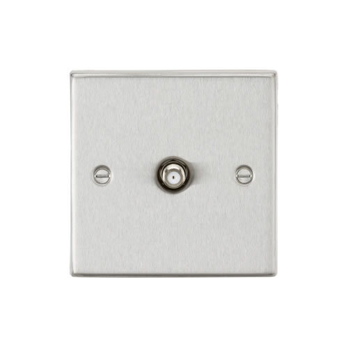 Knightsbridge Brushed Chrome 1 Gang Non-Isolated SAT TV Outlet