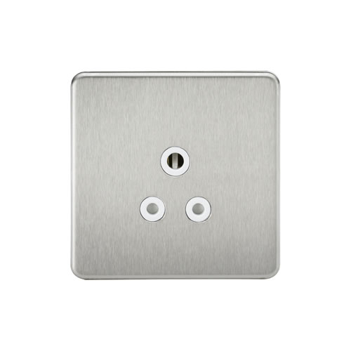 Knightsbridge Screwless Flat Plate Brushed Chrome 5A Unswitched Round Socket SF5ABCW