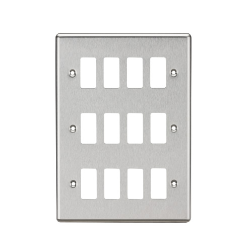 Knightsbridge Brushed Chrome 12 Gang Grid Faceplate GDCL12BC
