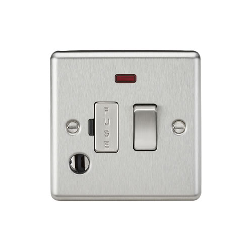 Knightsbridge Brushed Chrome 13A Switched Fused Spur with Neon & Flex Outlet CL63FBC