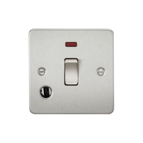 Knightsbridge Brushed Chrome 20A 1 Gang Double Pole Switch with Neon & Flex Outlet FP8341FBC