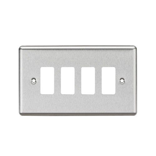 Knightsbridge Brushed Chrome 4 Gang Grid Faceplate GDCL4BC